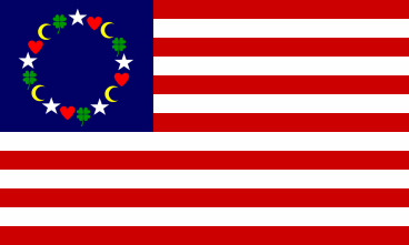 [Canton with circle of 17 stars, hearts, crescents, and clovers]